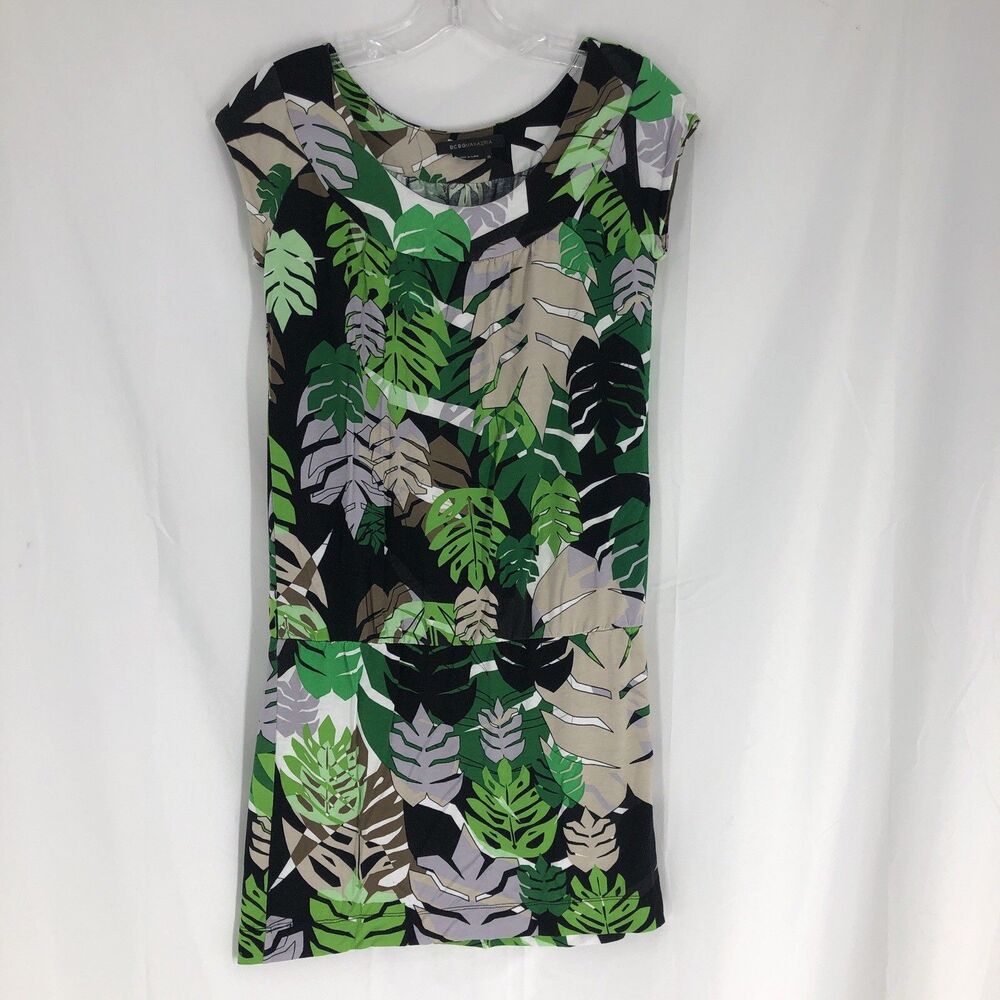 BCBGMAXAZRIA Palm Leaf Tropical Print Tunic Blouse size XS Womens